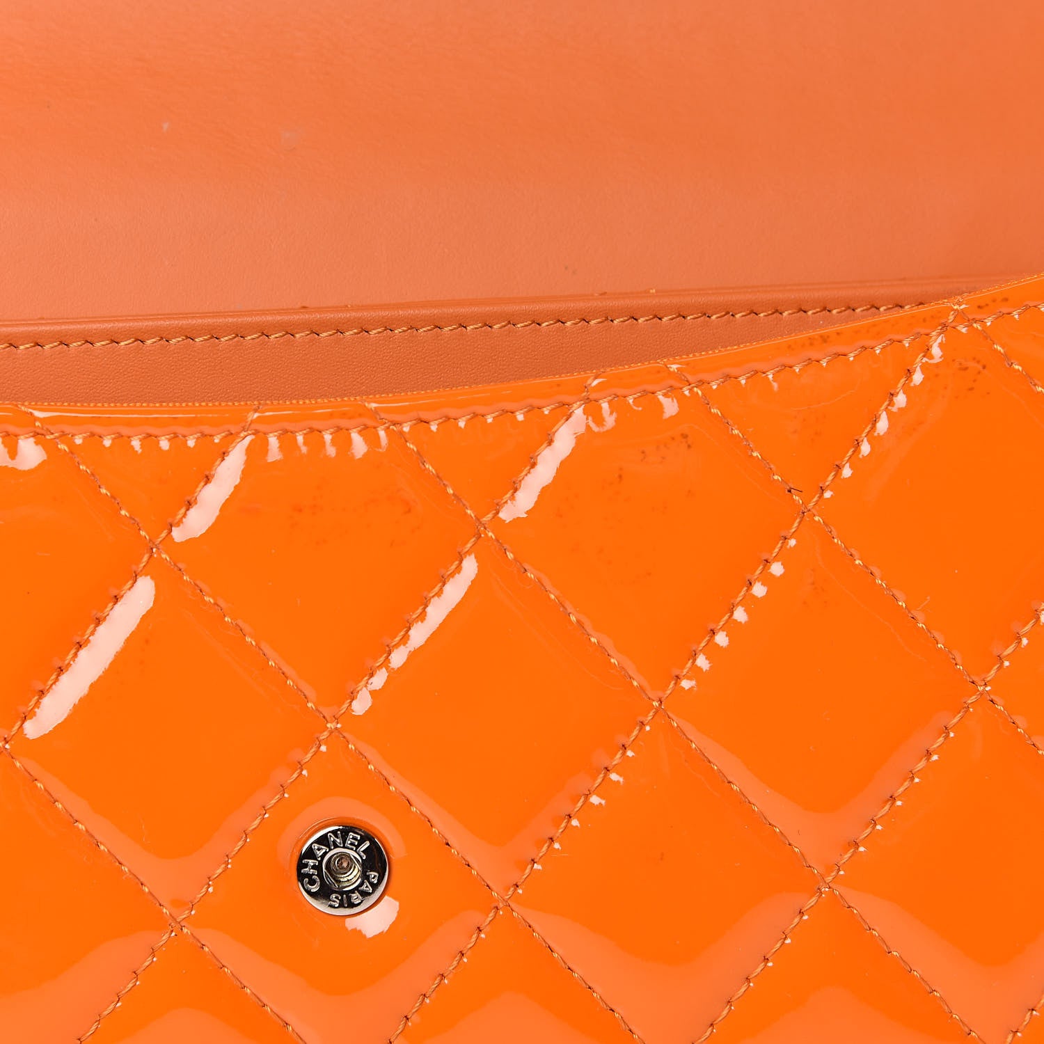 Chanel Patent Quilted Travel Wallet Orange 15 of 16