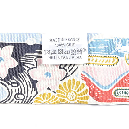 Hermes Silk Bingata Twilly Bleu Ciel Vert Rose 4 of 4