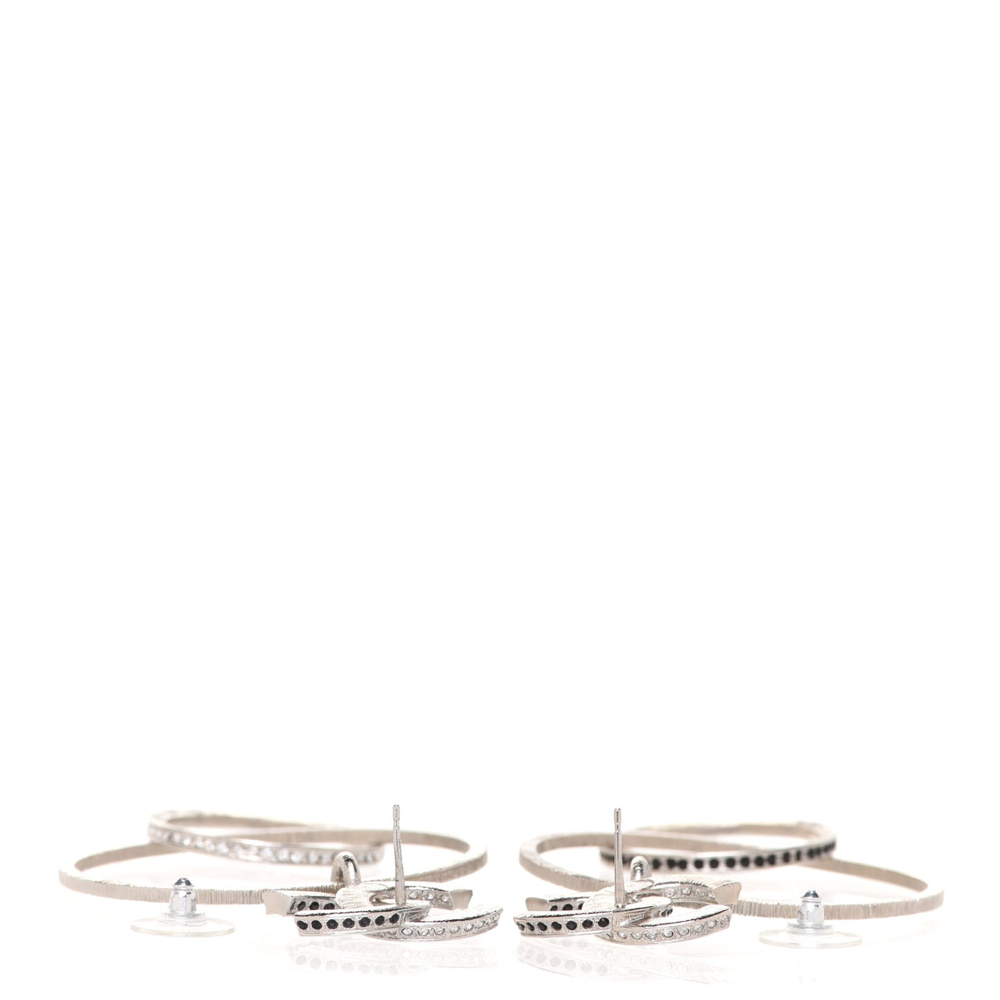Crystal CC Hoop Earrings Silver Black