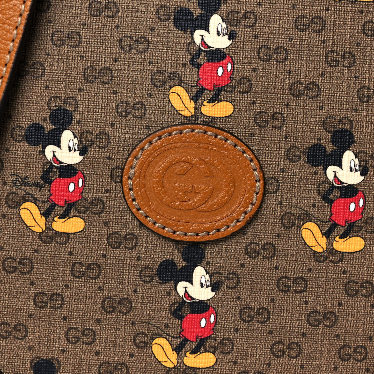 X DISNEY Mini Vintage GG Supreme Monogram Mickey Mouse Round Shoulder Bag Beige Vintage Sun Oil