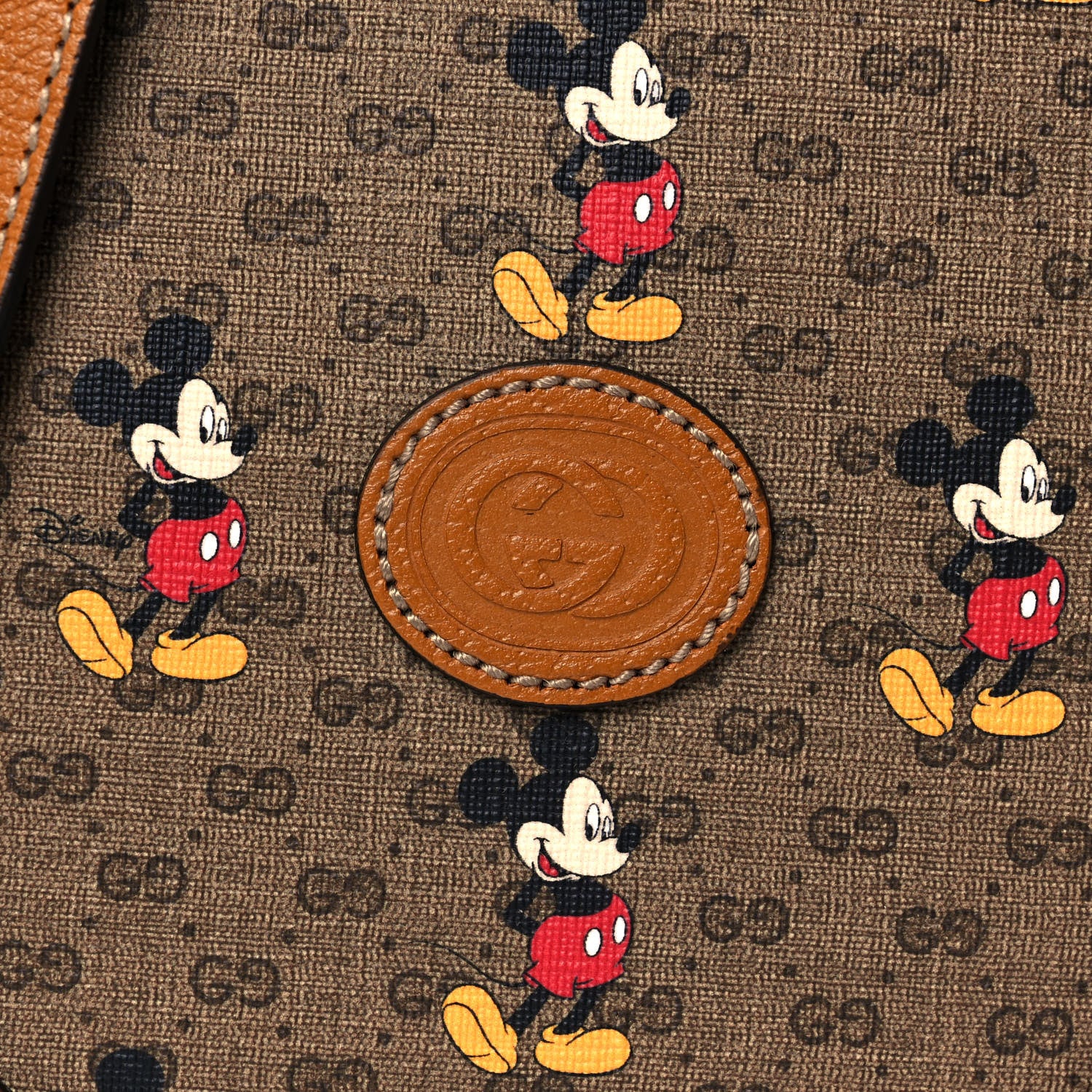 Gucci X DISNEY Mini Vintage GG Supreme Monogram Mickey Mouse Round Shoulder Bag Beige Vintage Sun Oil 13 of 14