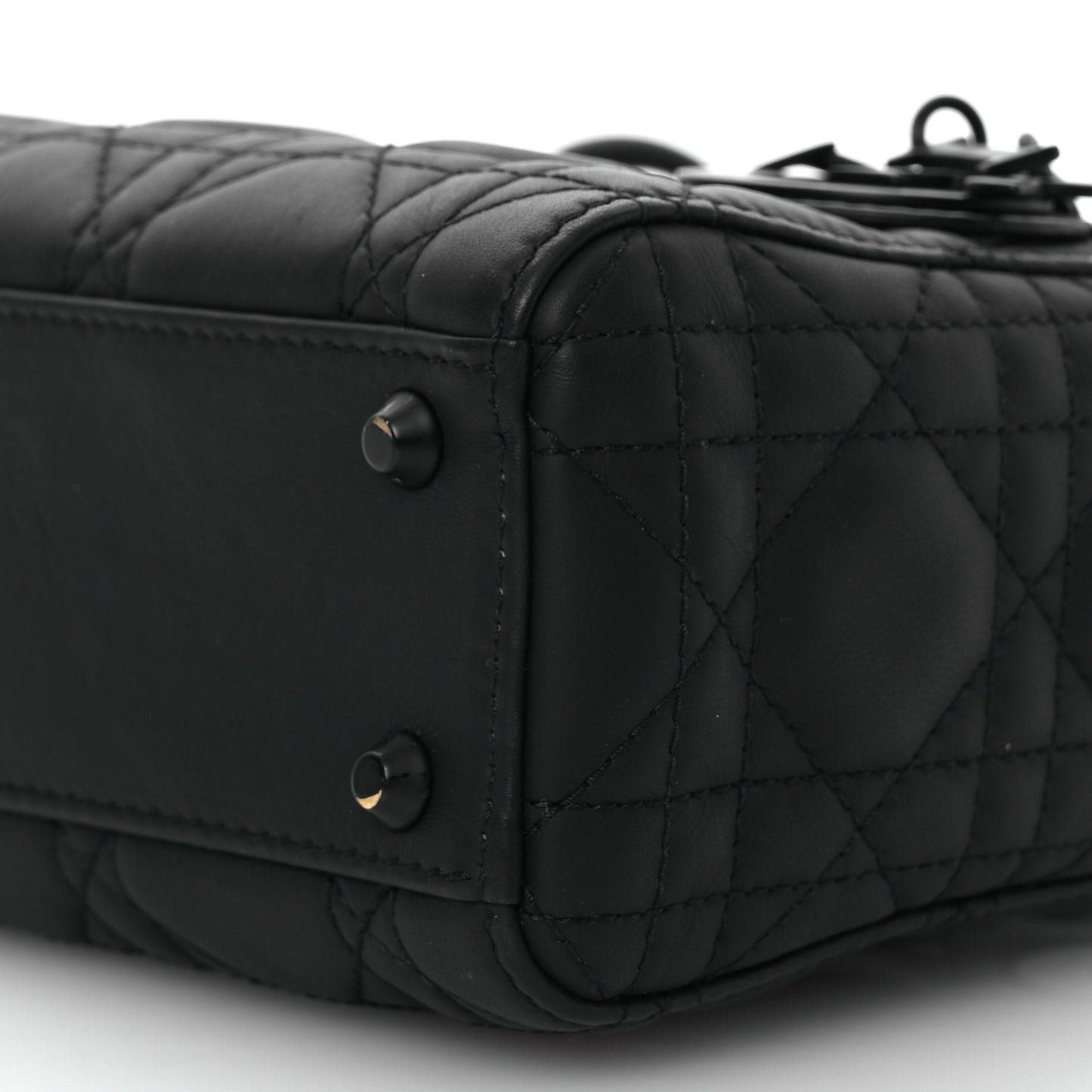 Ultra Matte Calfskin Cannage Mini Lady Dior Black