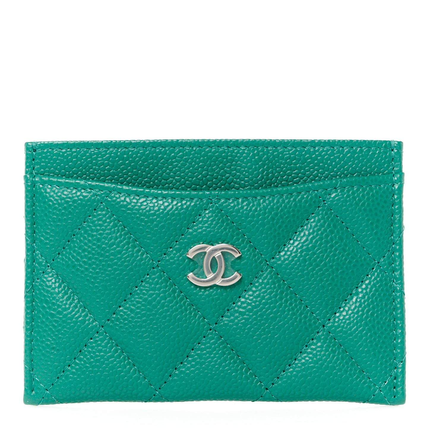 Caviar Quilted Card Holder Green