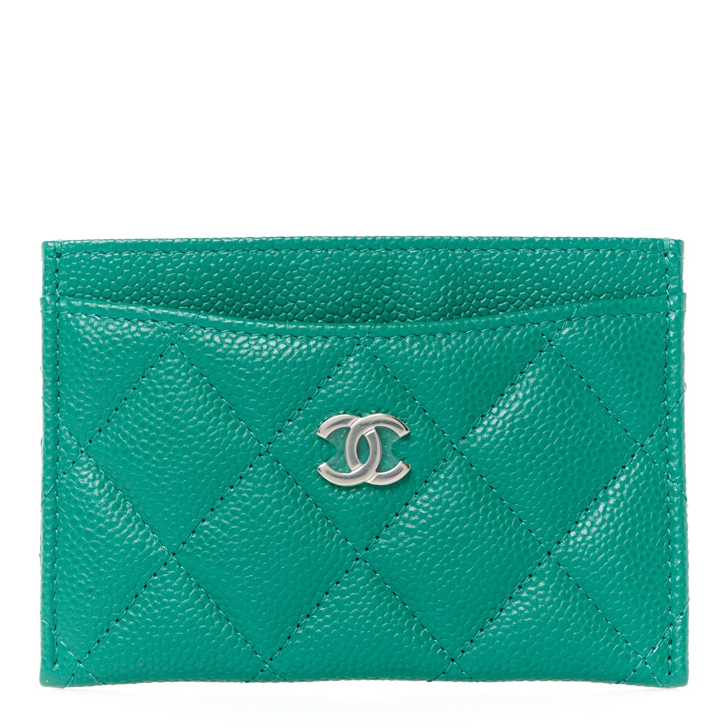 Chanel Caviar Quilted Card Holder Green 1 of 10