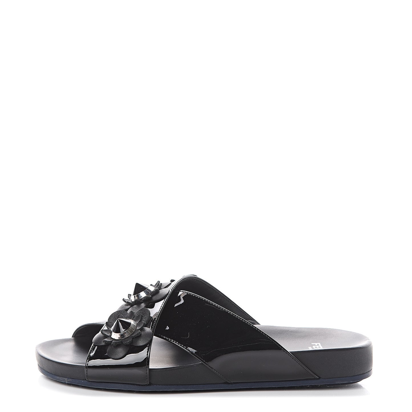 Patent Flowerland Slide Sandals 37.5 Black