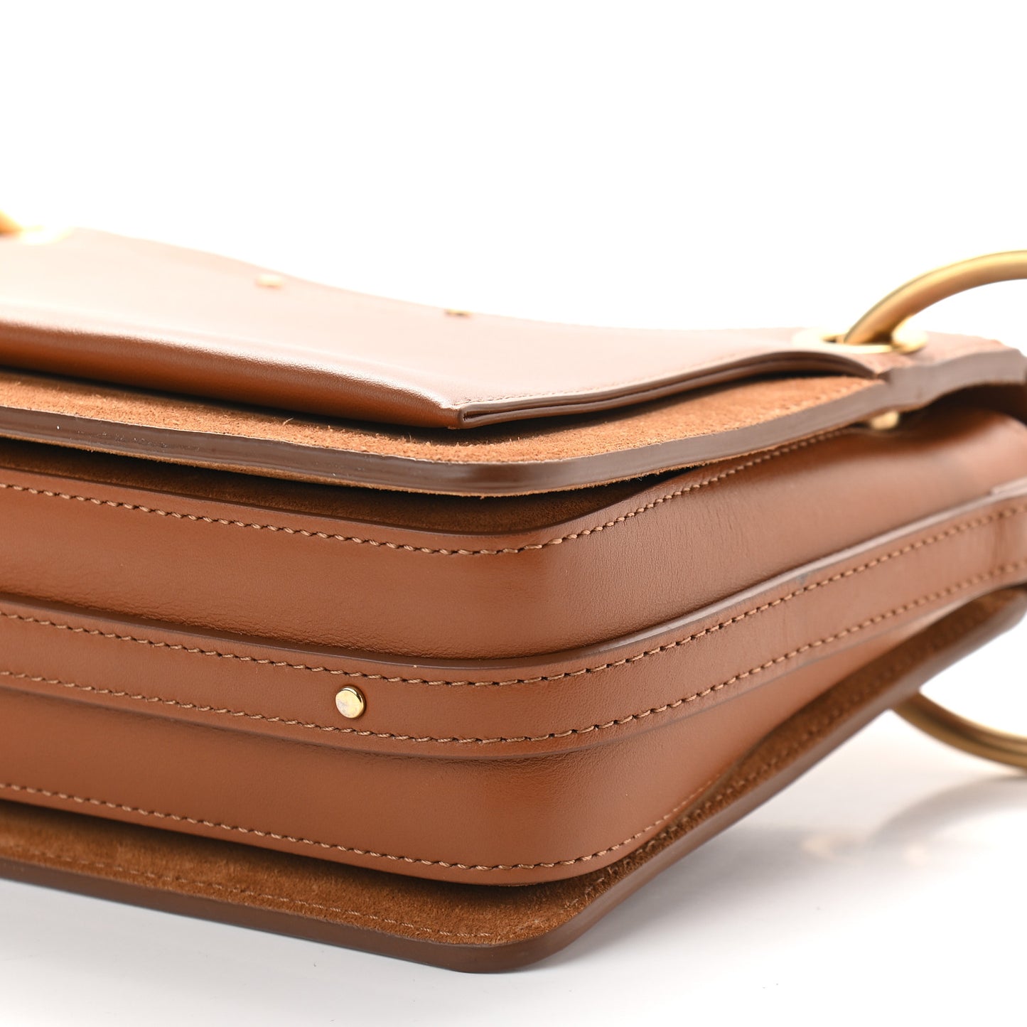 Calfskin Suede Small Roy Bag Caramel