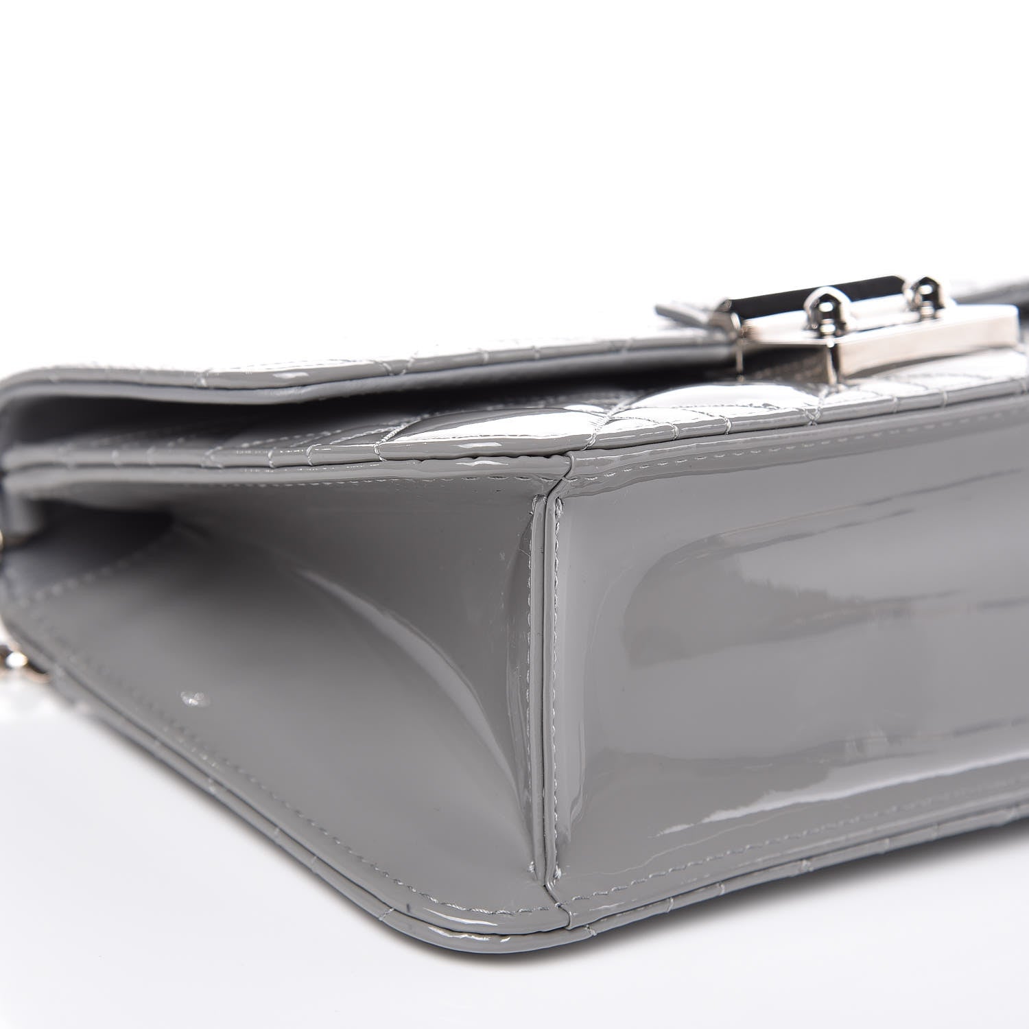 Christian Dior Patent Cannage Miss Dior Promenade Pouch Grey 8 of 9