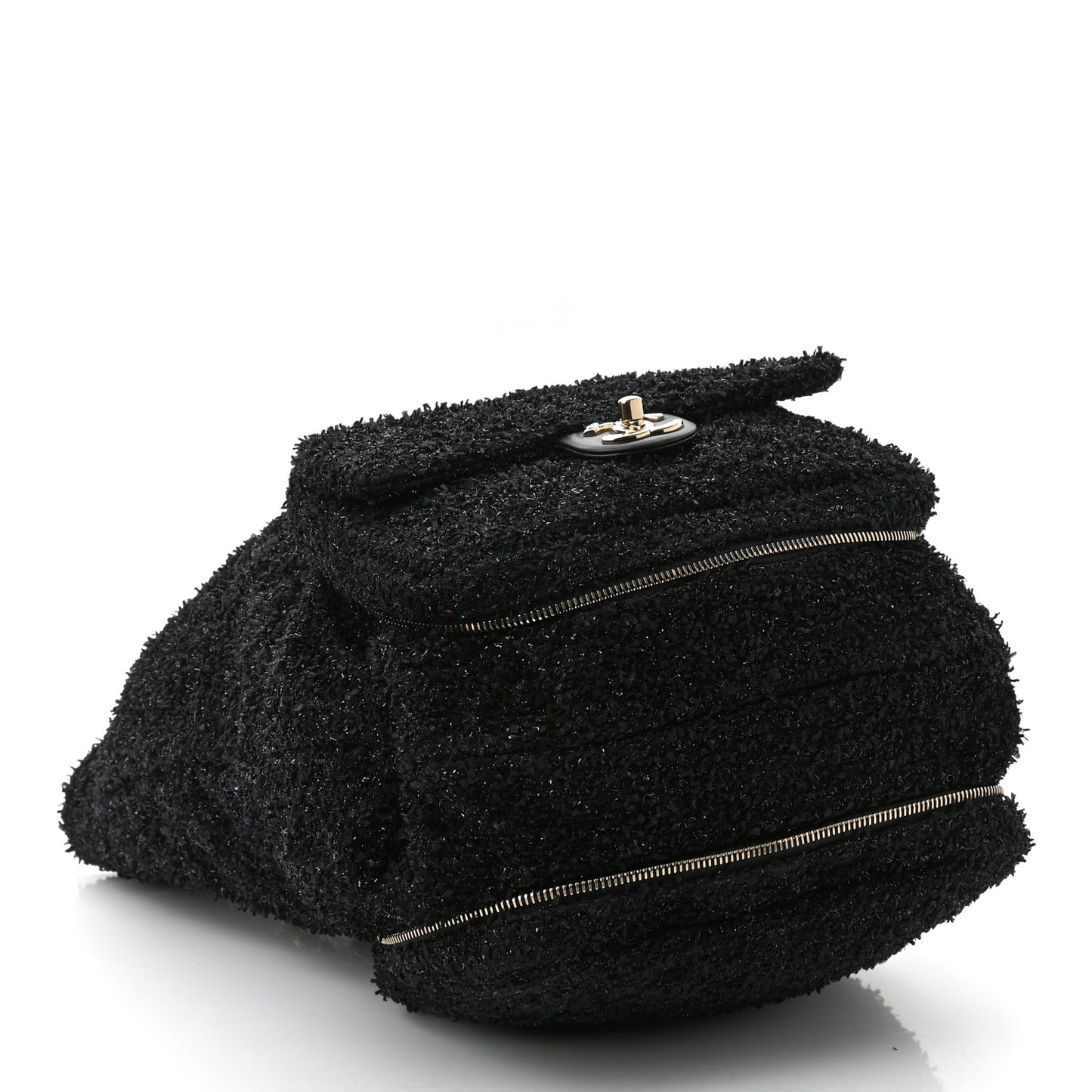 Tweed Coco Beach Convertible Flap Tote Black