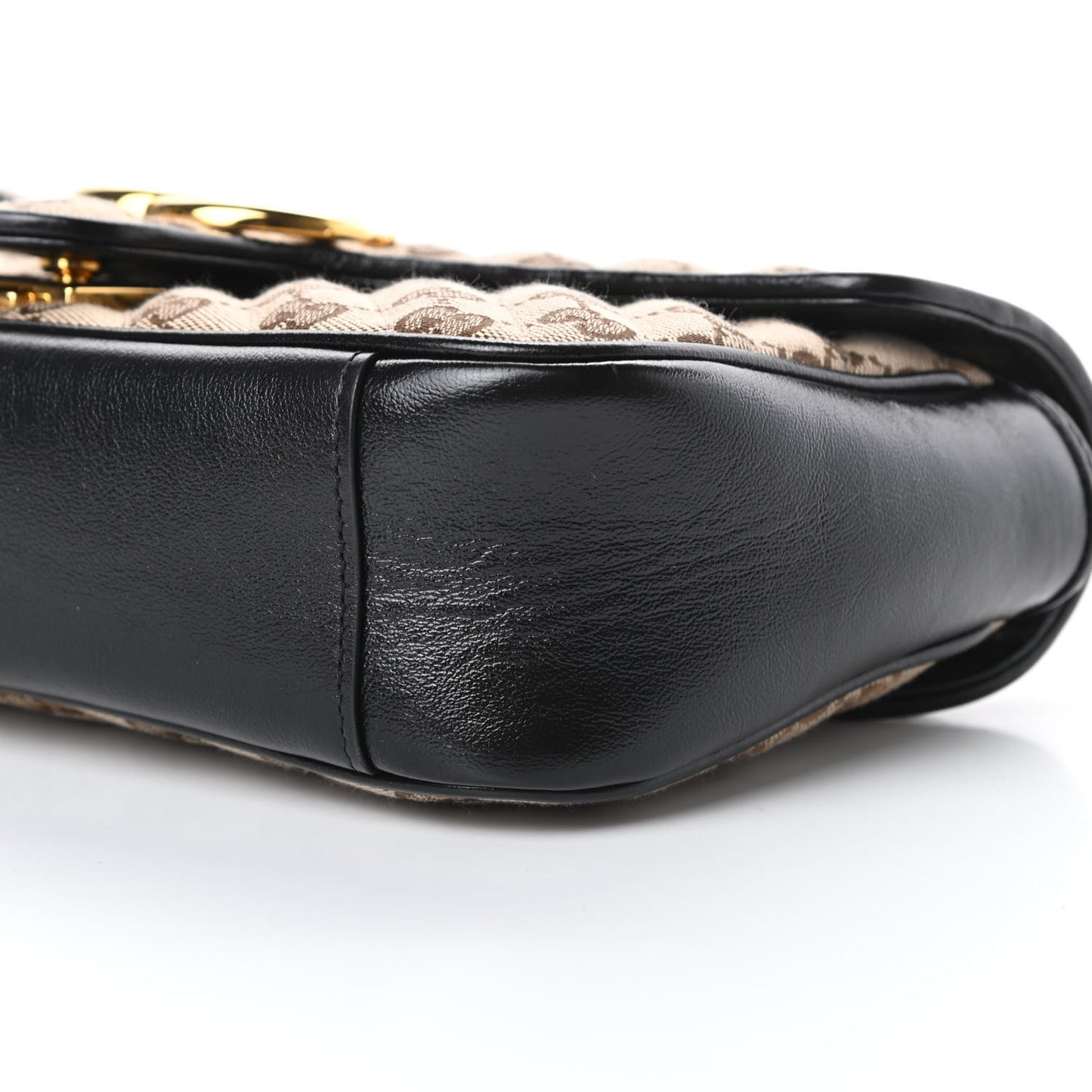 Monogram Matelasse Diagonal Small GG Marmont Shoulder Bag Beige Black