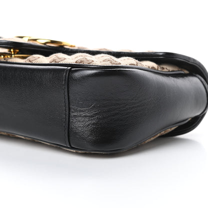 Gucci Monogram Matelasse Diagonal Small GG Marmont Shoulder Bag Beige Black 10 of 11
