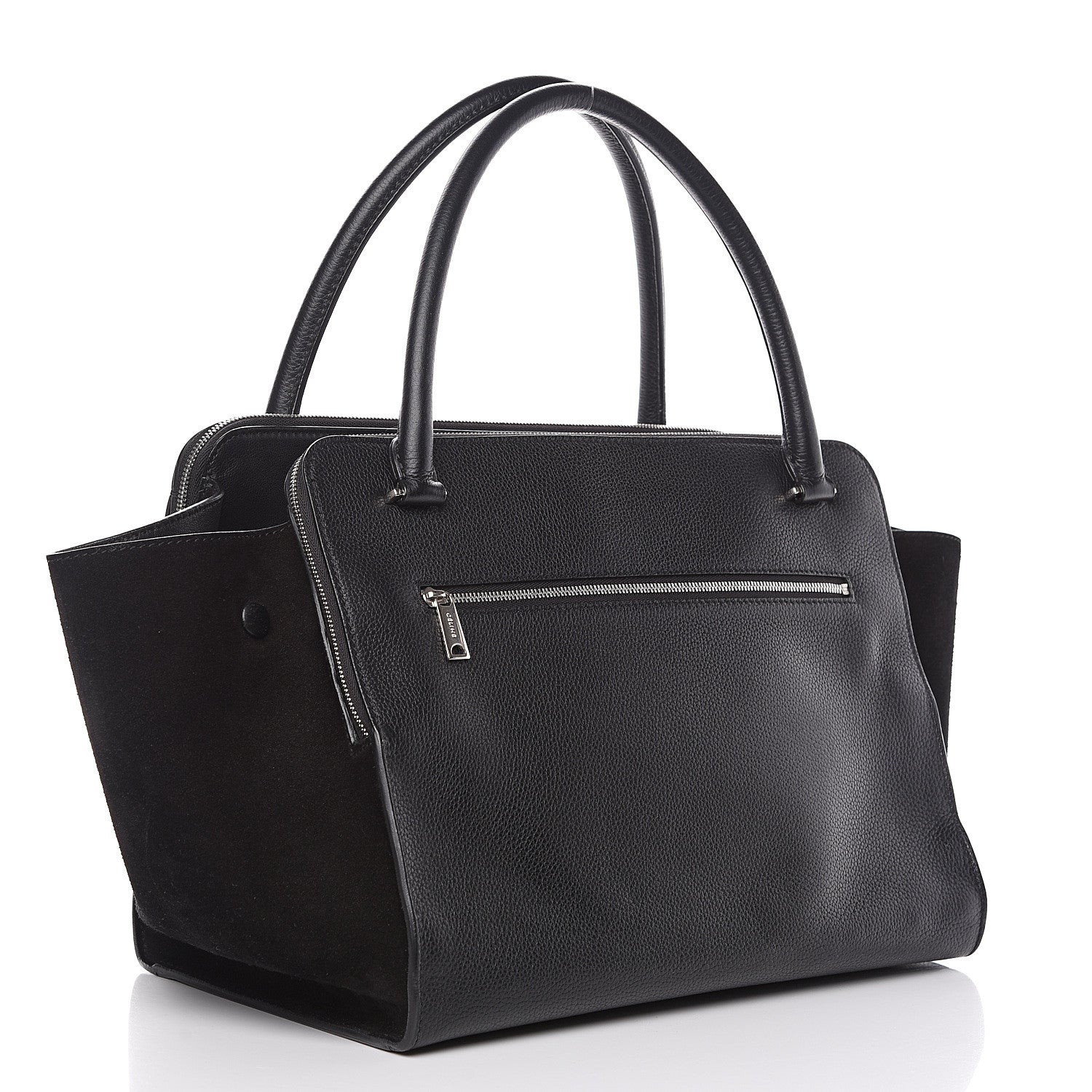 Celine Drummed Calfskin Suede Double Zip Trapeze Black 2 of 10