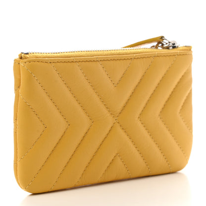 Chanel Calfskin Chevron Quilted Tassel Small Cosmetic Case Yellow 3 of 7