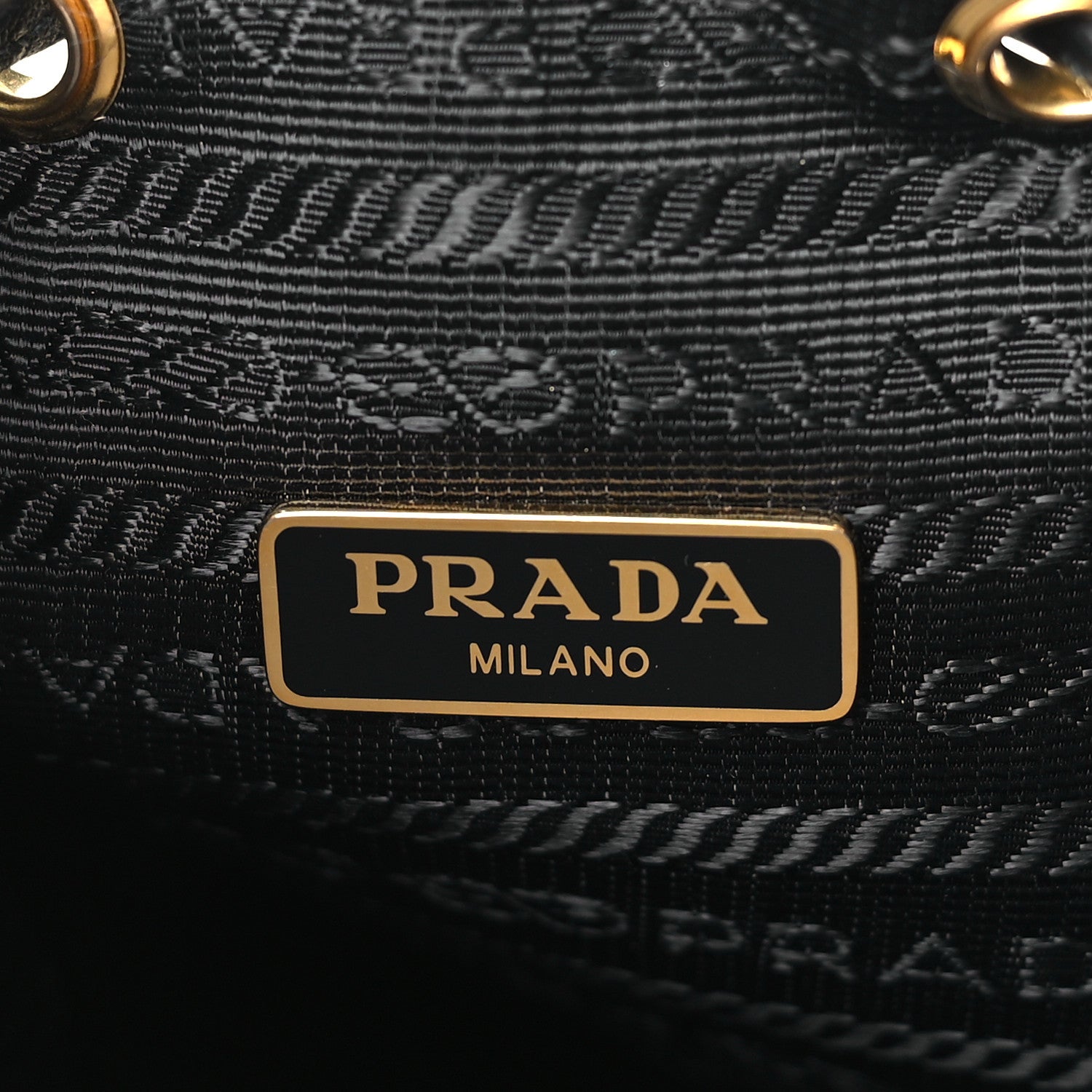 Prada Jacquard Logo Mini Bucket Crossbody Bag Black 7 of 9