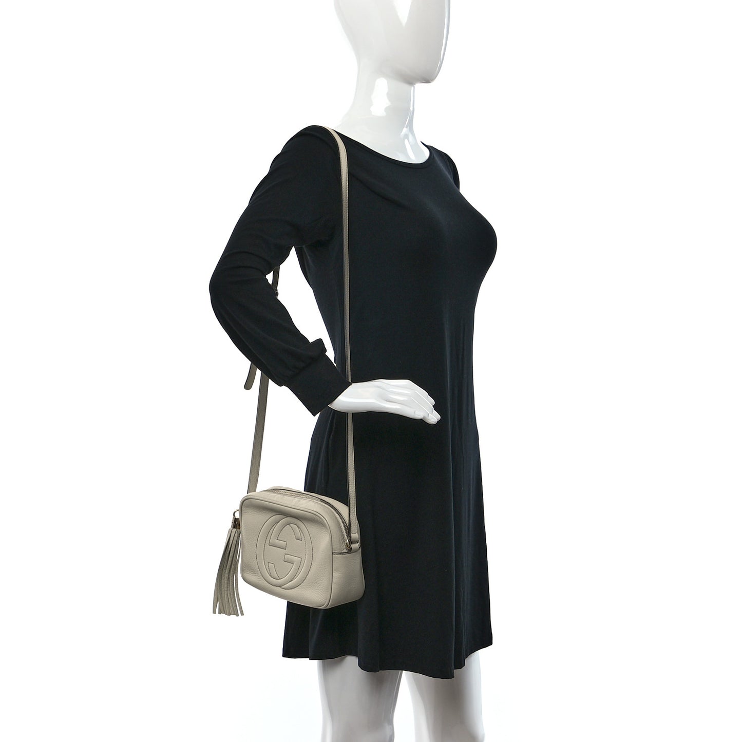 Pebbled Calfskin Small Soho Disco Bag Off White