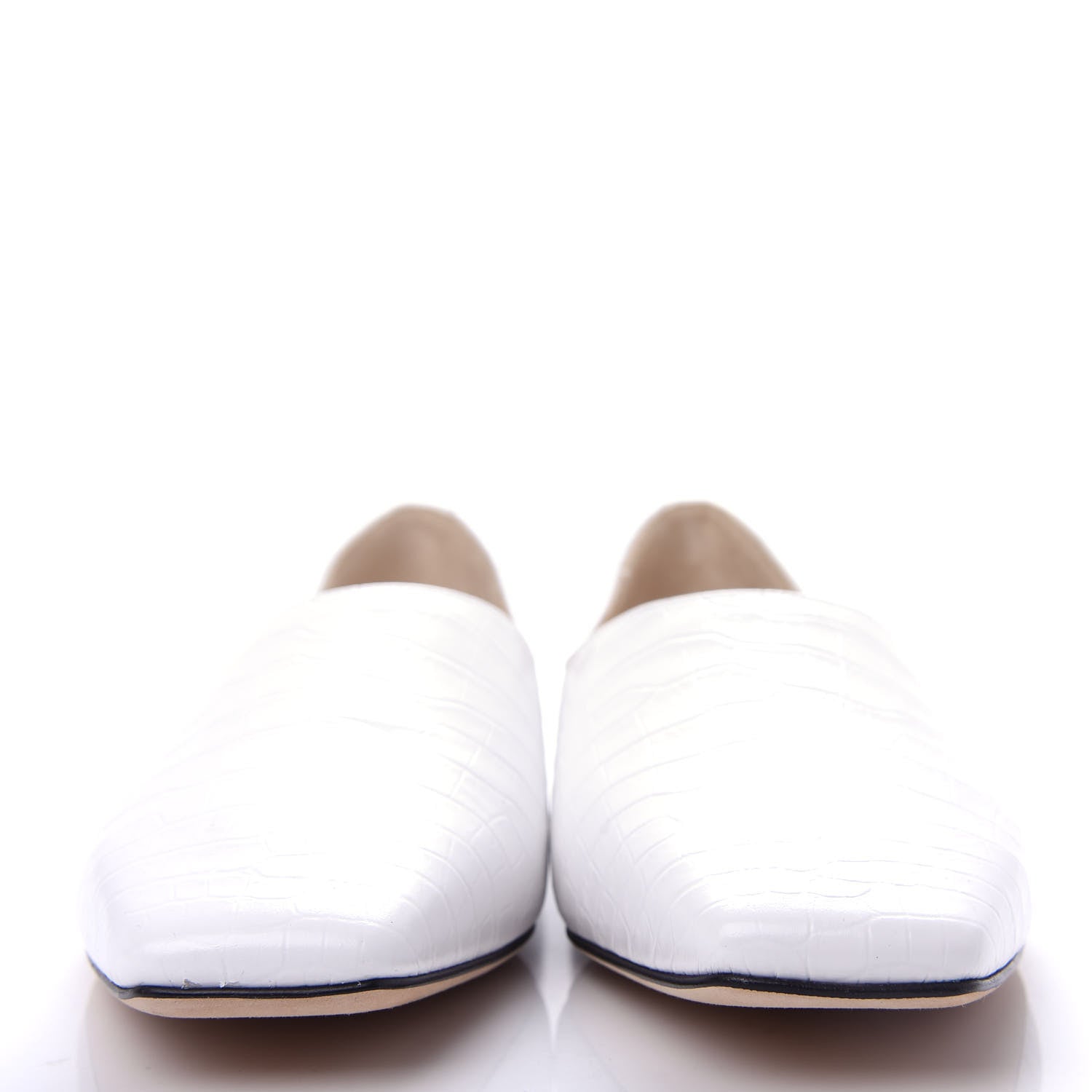 Jimmy Choo Calfskin Crocodile Embossed Joselyn Flats 40 White 2 of 9