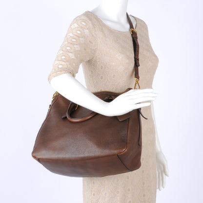 Prada Vitello Daino Bauletto Brown 2 of 9