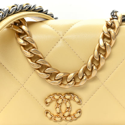 Chanel Lambskin Quilted Chanel 19 Wallet On Chain WOC Yellow 9 of 12