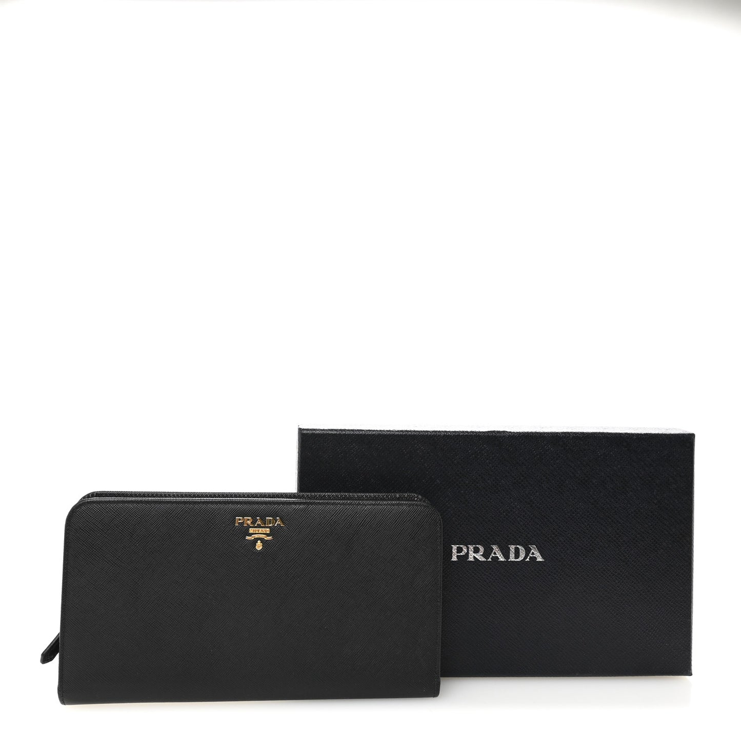 Saffiano Metal Double Snap Travel Wallet Black