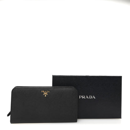 Prada Saffiano Metal Double Snap Travel Wallet Black 7 of 7