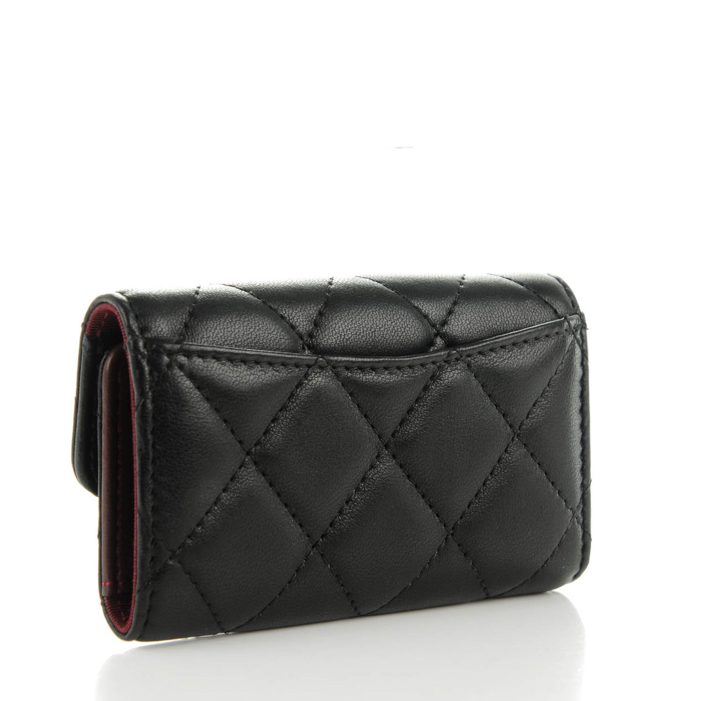 Lambskin Quilted 6 Key Holder Black