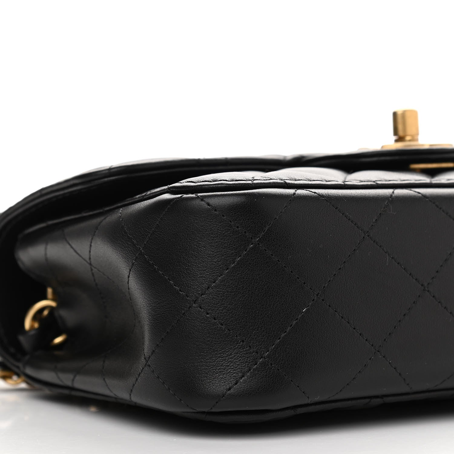 Chanel Calfskin Quilted Small Strap Into Flap Black 9 of 10