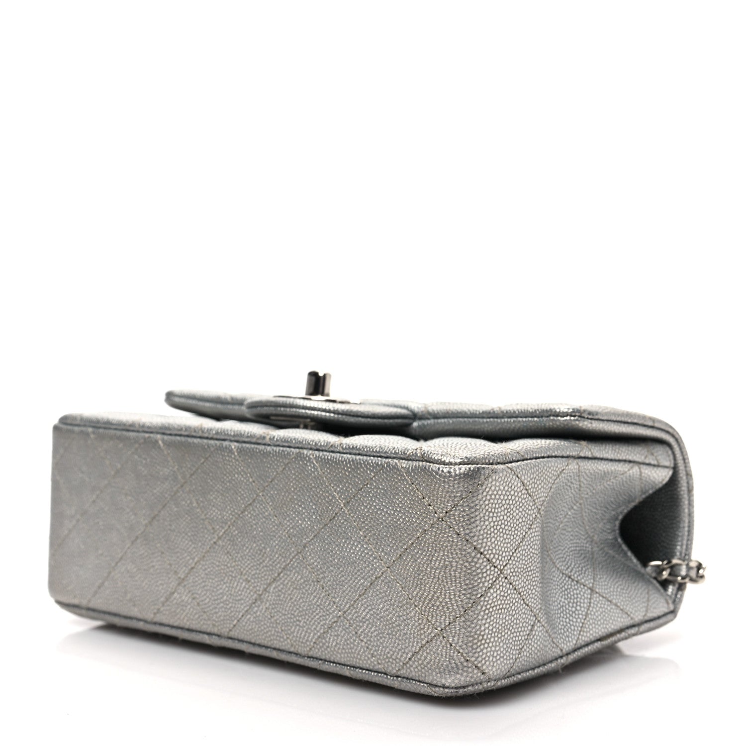 Chanel Metallic Caviar Quilted Mini Top Handle Rectangular Flap Silver 8 of 9