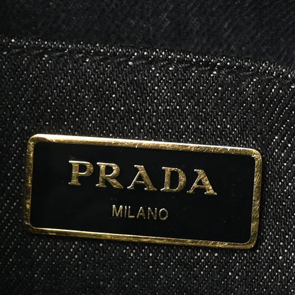 Prada Denim Small Logo Tote Black 6 of 9