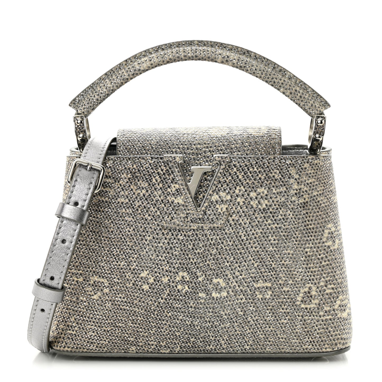 Lizard Mini Capucines Argento