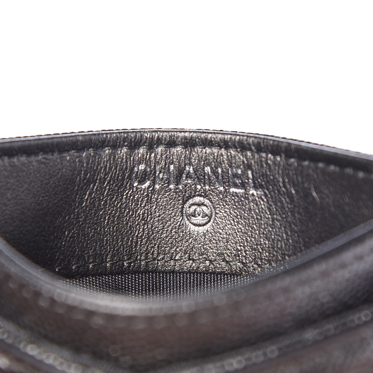 Chanel Metallic Caviar Quilted CC Card Holder Dark Silver 5 of 9