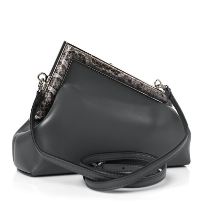 Fendi Shiny Nappa Snakeskin Small Fendi First Anthracite Asfalto 3 of 9