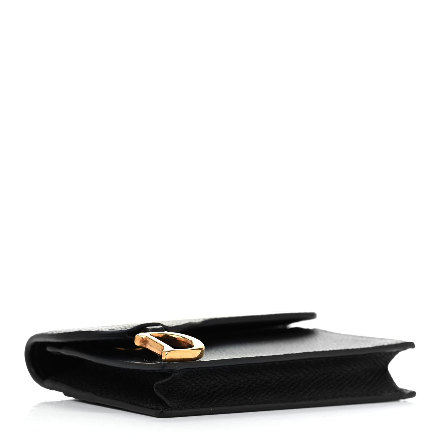 Grained Calfskin Saddle Card Holder Black