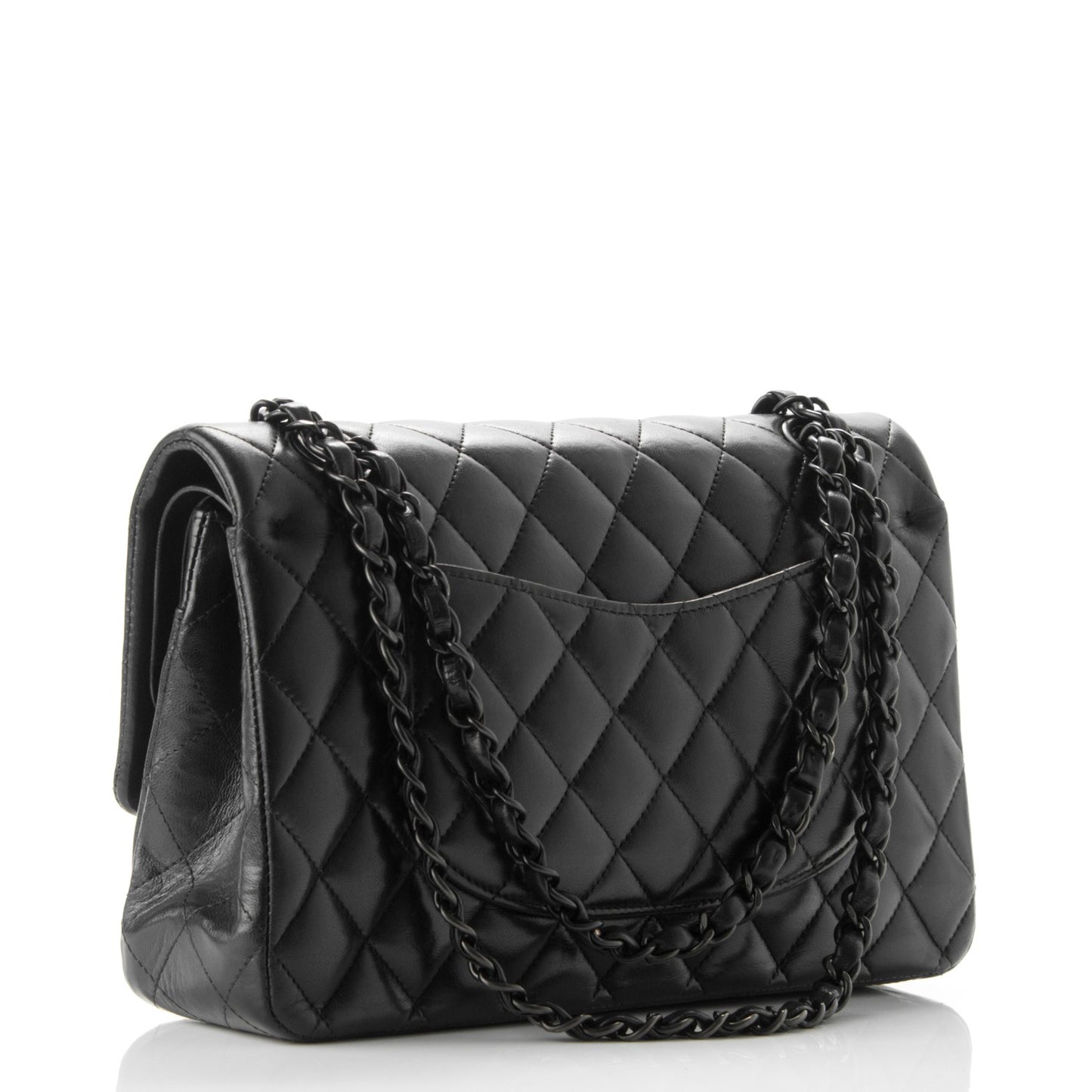 Lambskin Quilted Medium Double Flap Black