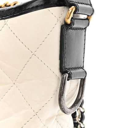 Chanel Aged Calfskin Quilted Small Gabrielle Hobo Black White 14 of 15