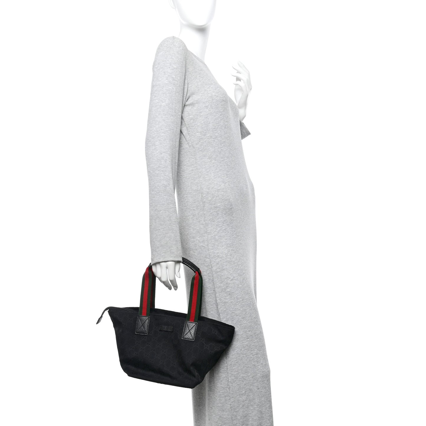GG Monogram Small Web Handle Bucket Tote Black