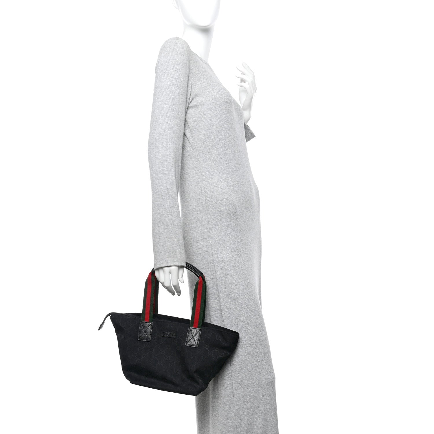 Gucci GG Monogram Small Web Handle Bucket Tote Black 2 of 11