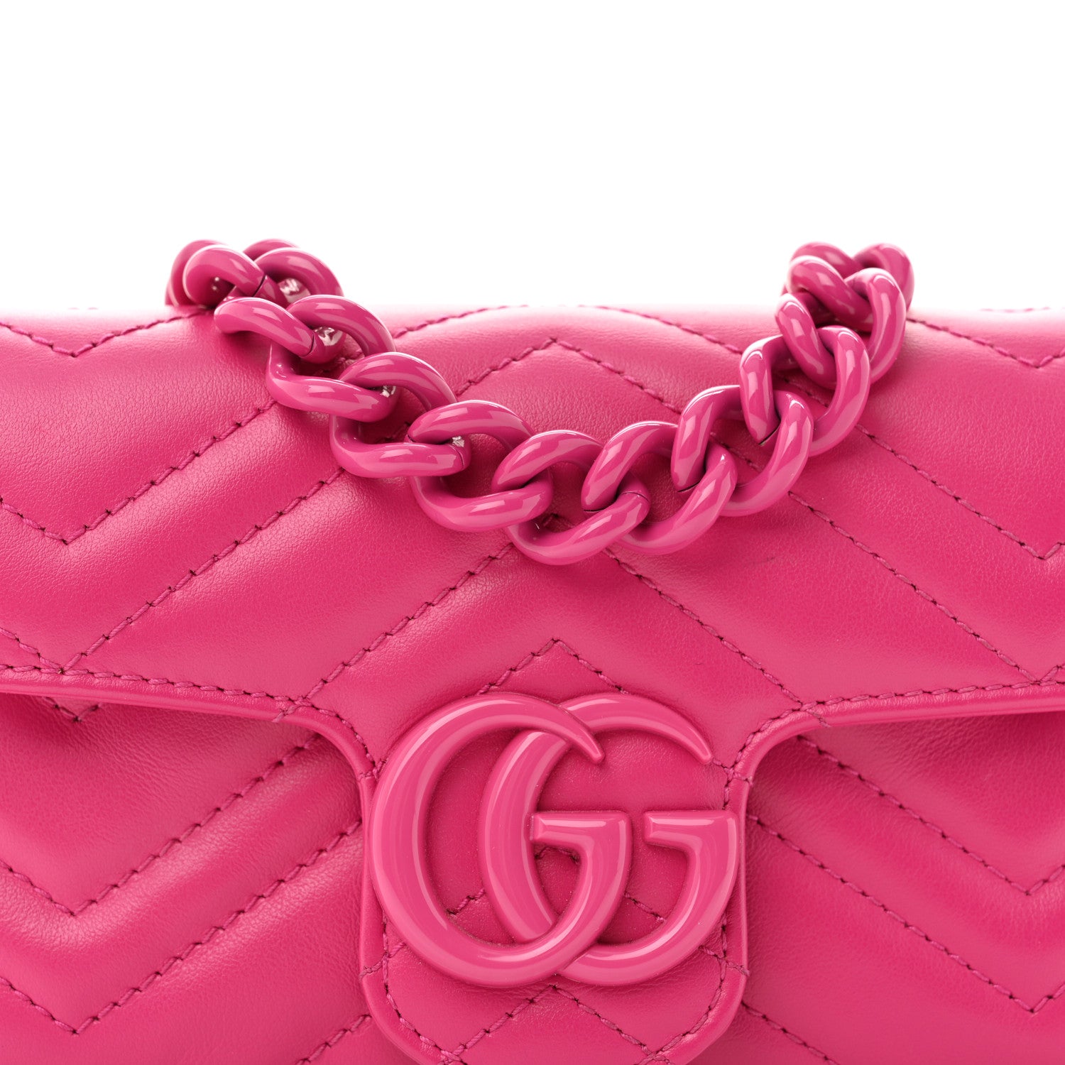 Gucci Calfskin Matelasse Monochrome GG Marmont Chain Belt Bag 80 32 Classic Fuxia 8 of 11