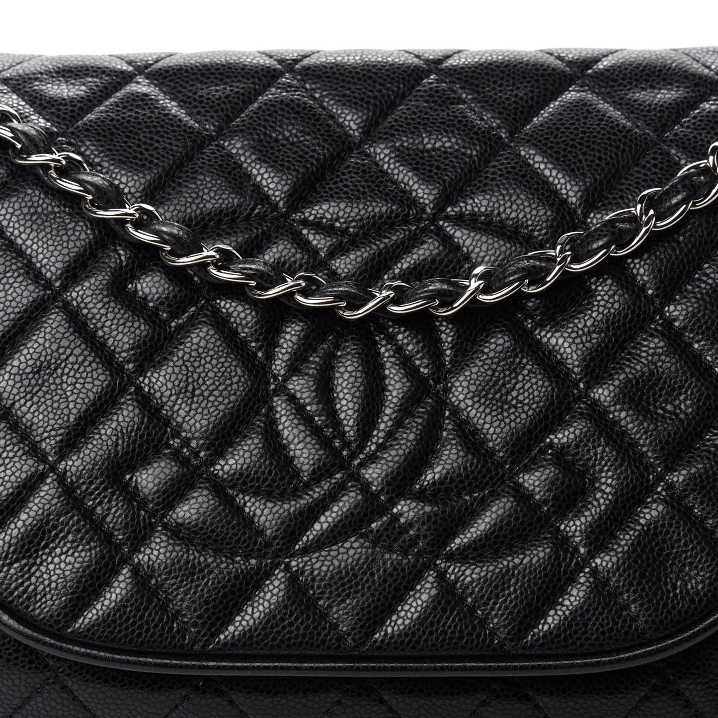 Caviar Quilted Timeless Accordion Flap Black