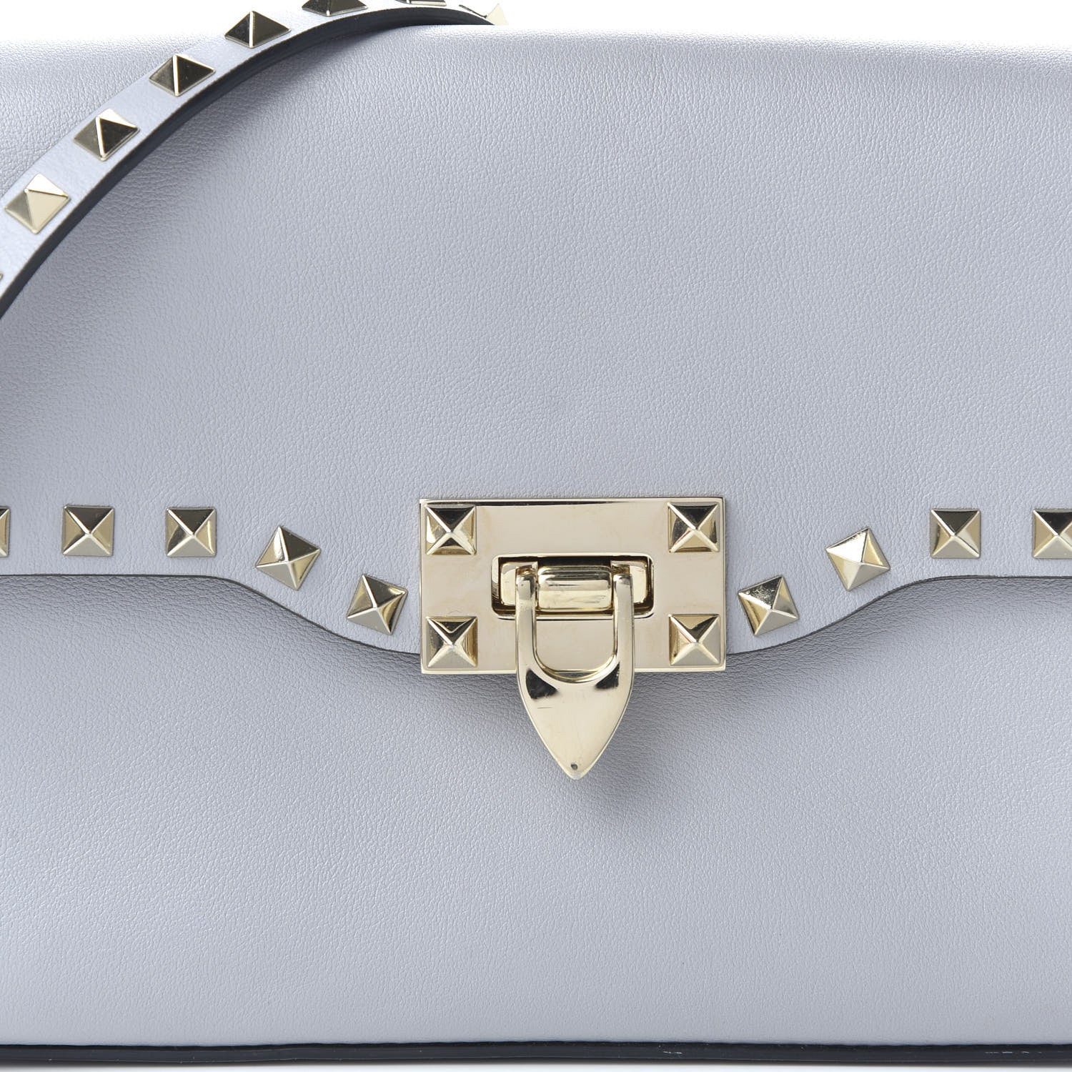 Valentino Garavani Vitello Medium Rockstud Flip Lock Crossbody Bag Pastel Grey 9 of 9