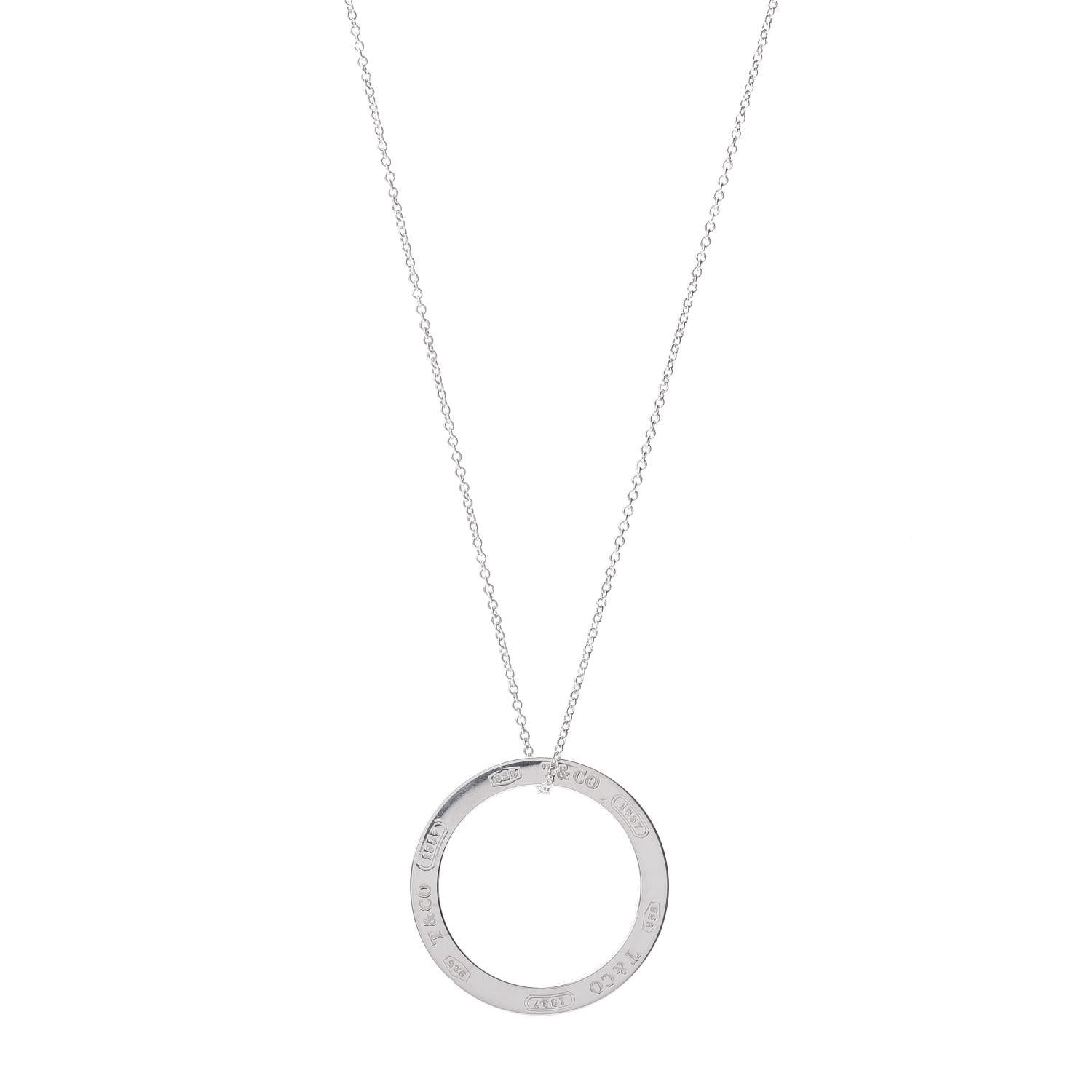 Tiffany Sterling Silver 1837 Circle Pendant Necklace 1 of 4