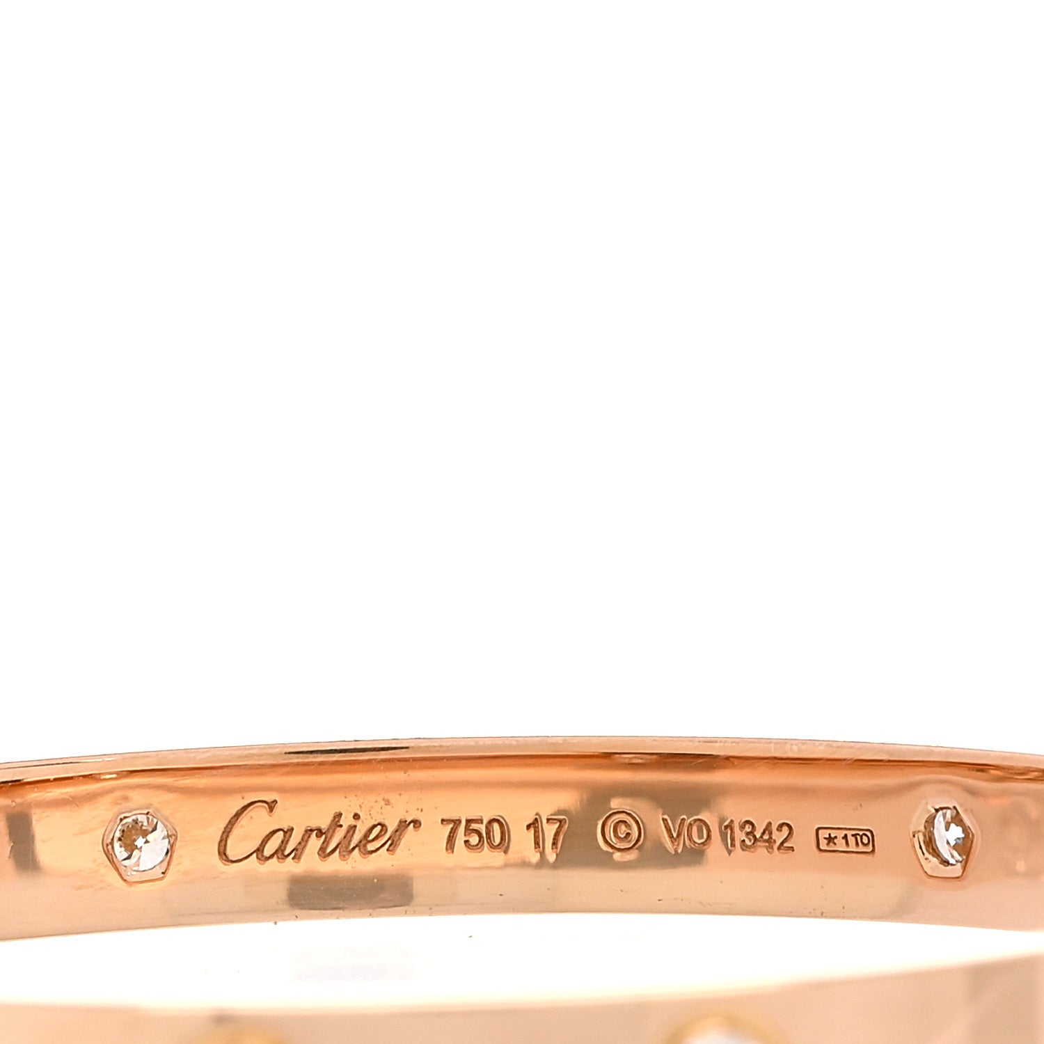 Cartier 18K Pink Gold 4 Diamond LOVE Bracelet 17 7 of 7