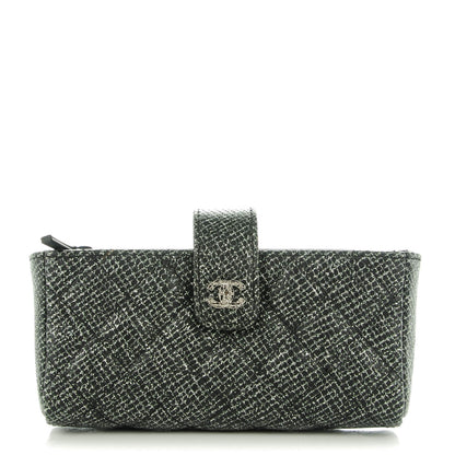 Chanel Glittered Calfskin Quilted Mini Phone Holder Clutch Black 1 of 8