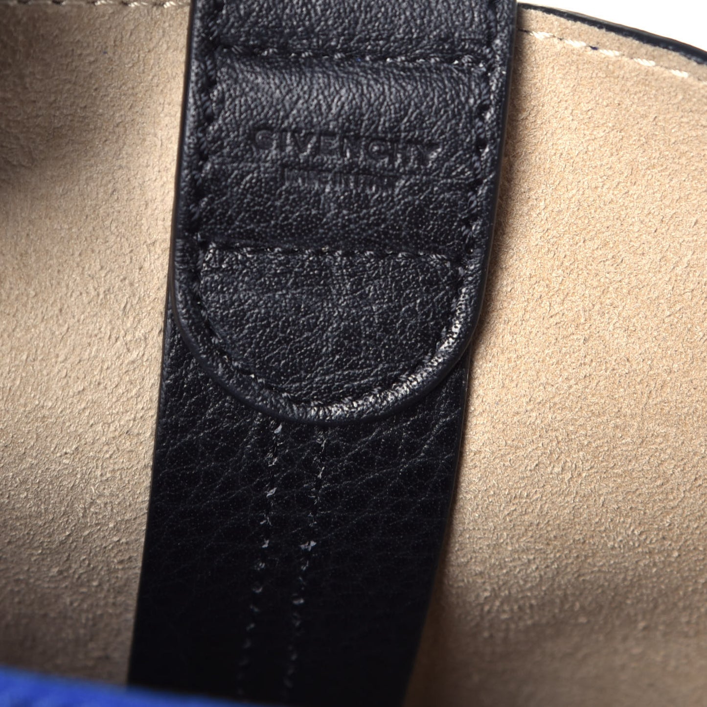 Suede Crinkled Patent Deerskin Medium GV Bucket Bag Blue Grey