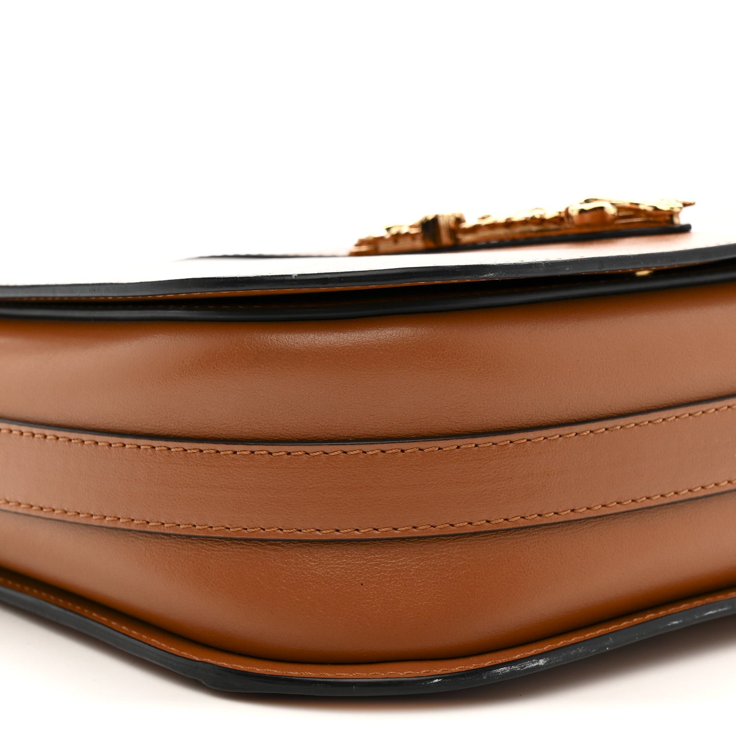 Grained Calfskin Virtus Shoulder Bag Brown