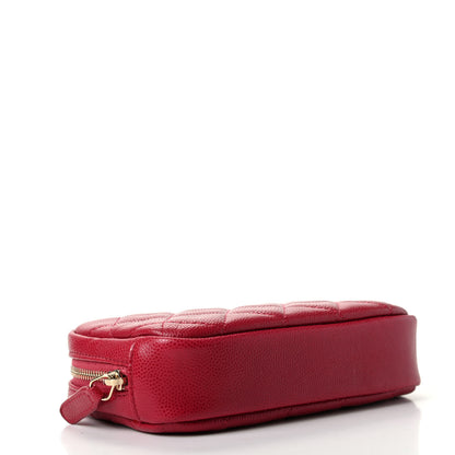Chanel Caviar Quilted Small Curvy Pouch Cosmetic Case Dark Pink 4 of 7
