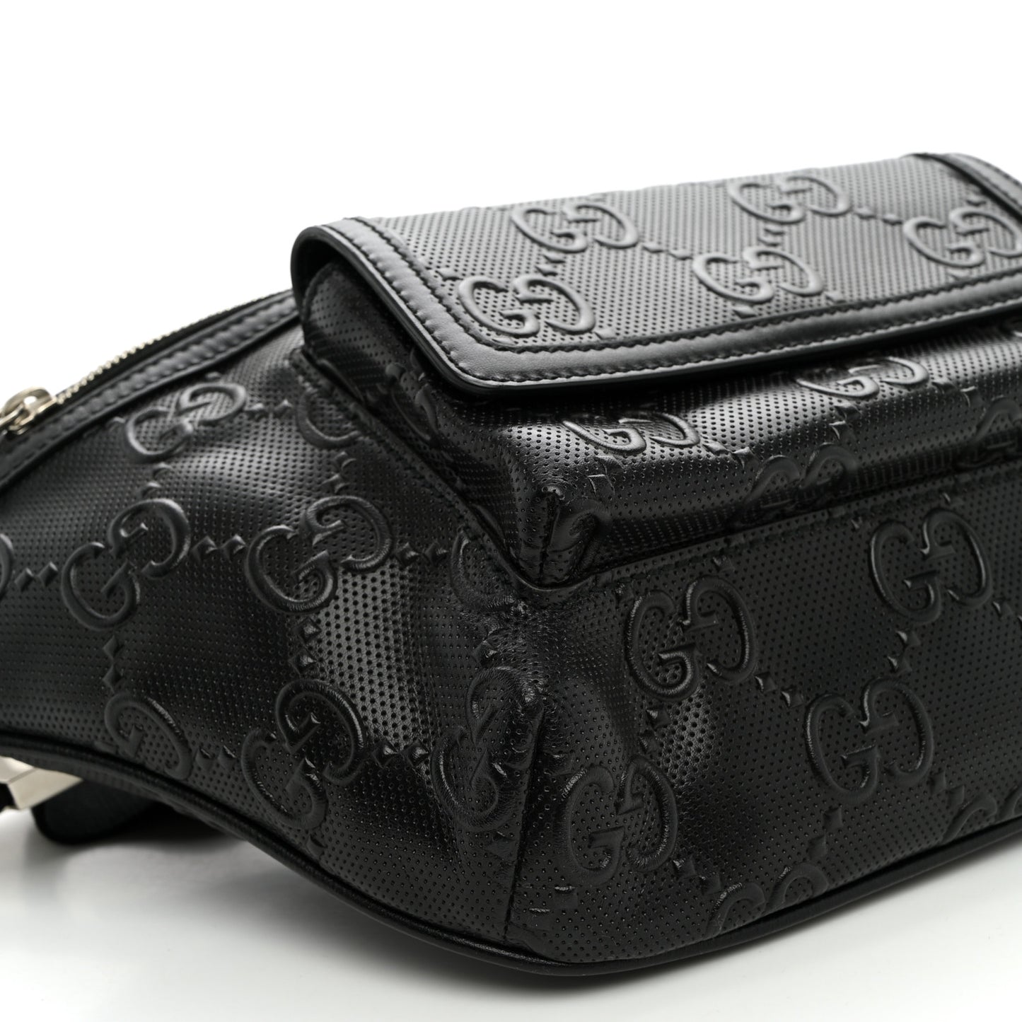 Calfskin GG Tennis Embossed Pocket Belt Bag Black