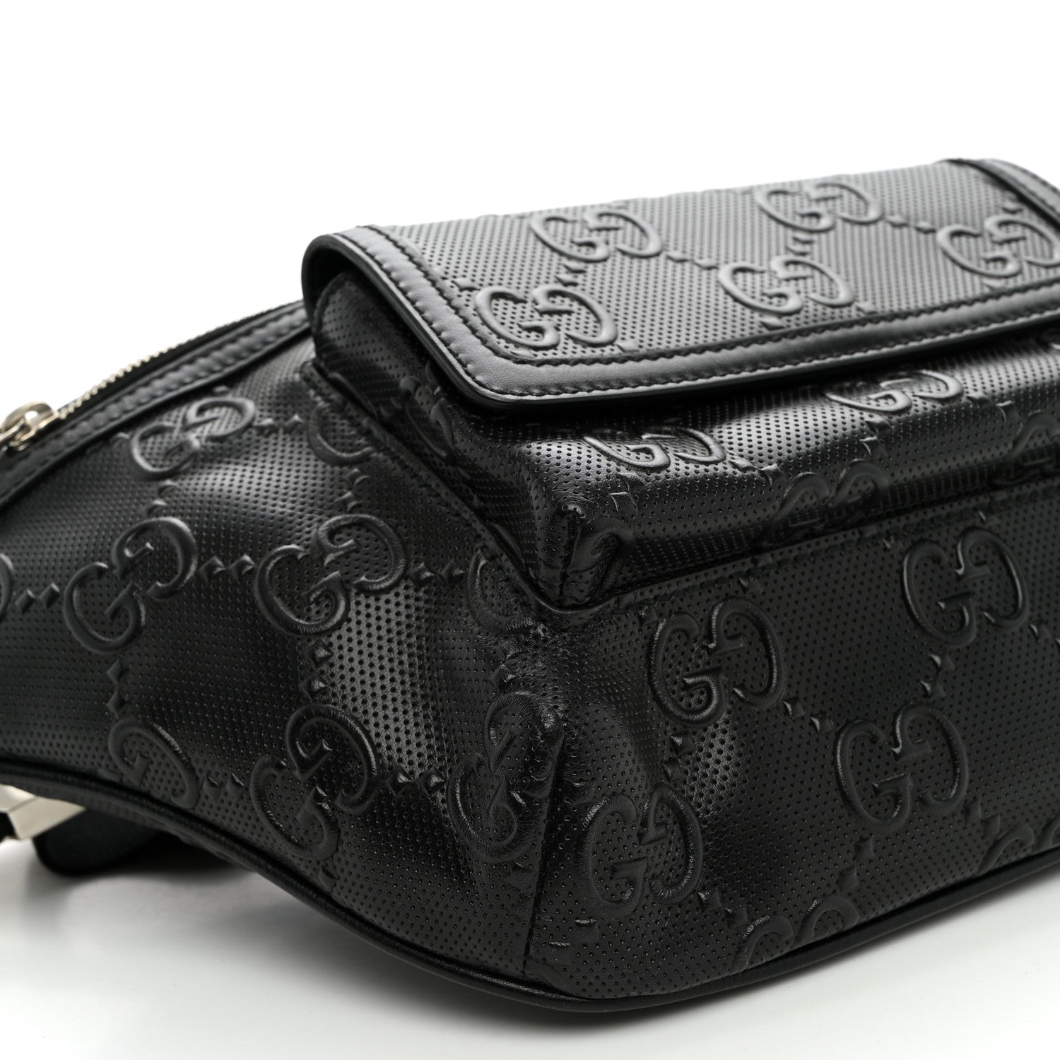 Gucci Calfskin GG Tennis Embossed Pocket Belt Bag Black 8 of 9