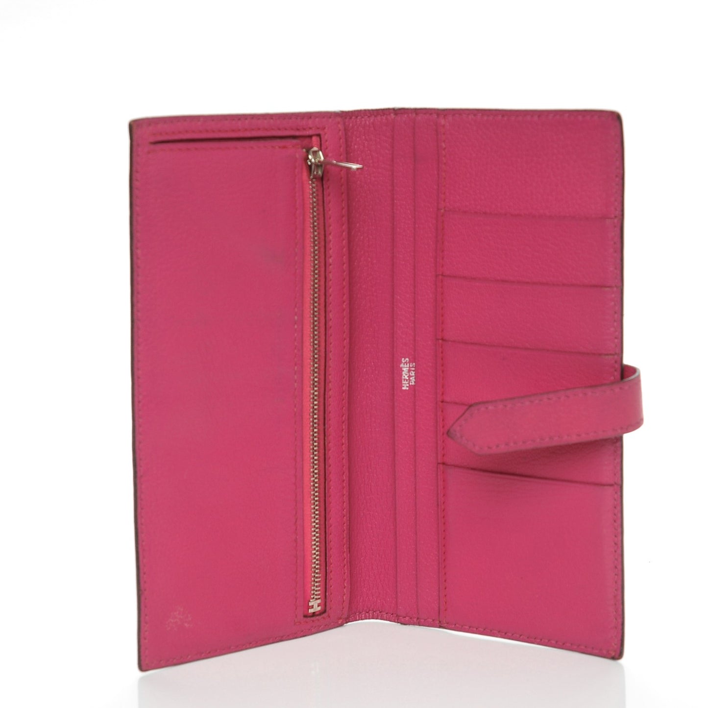 Chevre Mysore Bearn Gusset Wallet Rose Shocking