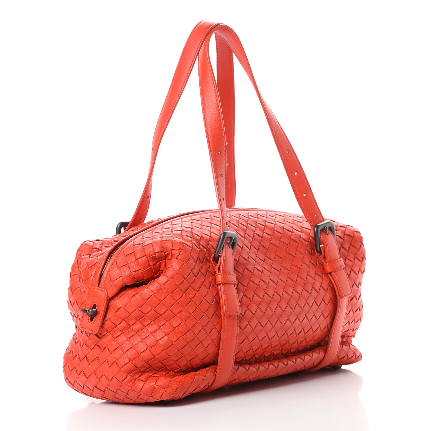 Bottega Veneta Nappa Intrecciato Montaigne Rings Satchel Red 3 of 15