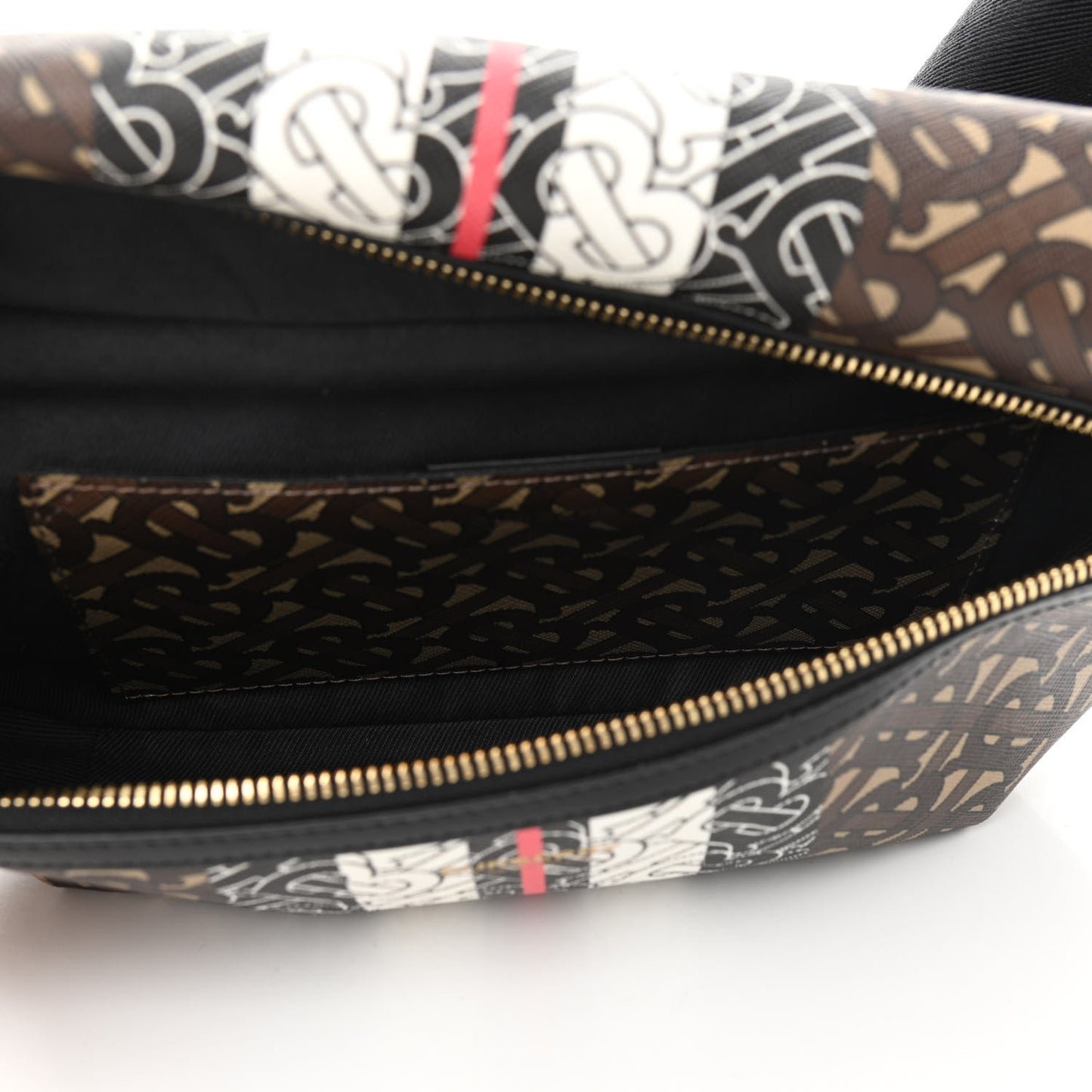 E-Canvas Monogram Stripe Medium Sonny Bum Bag Bridle Brown