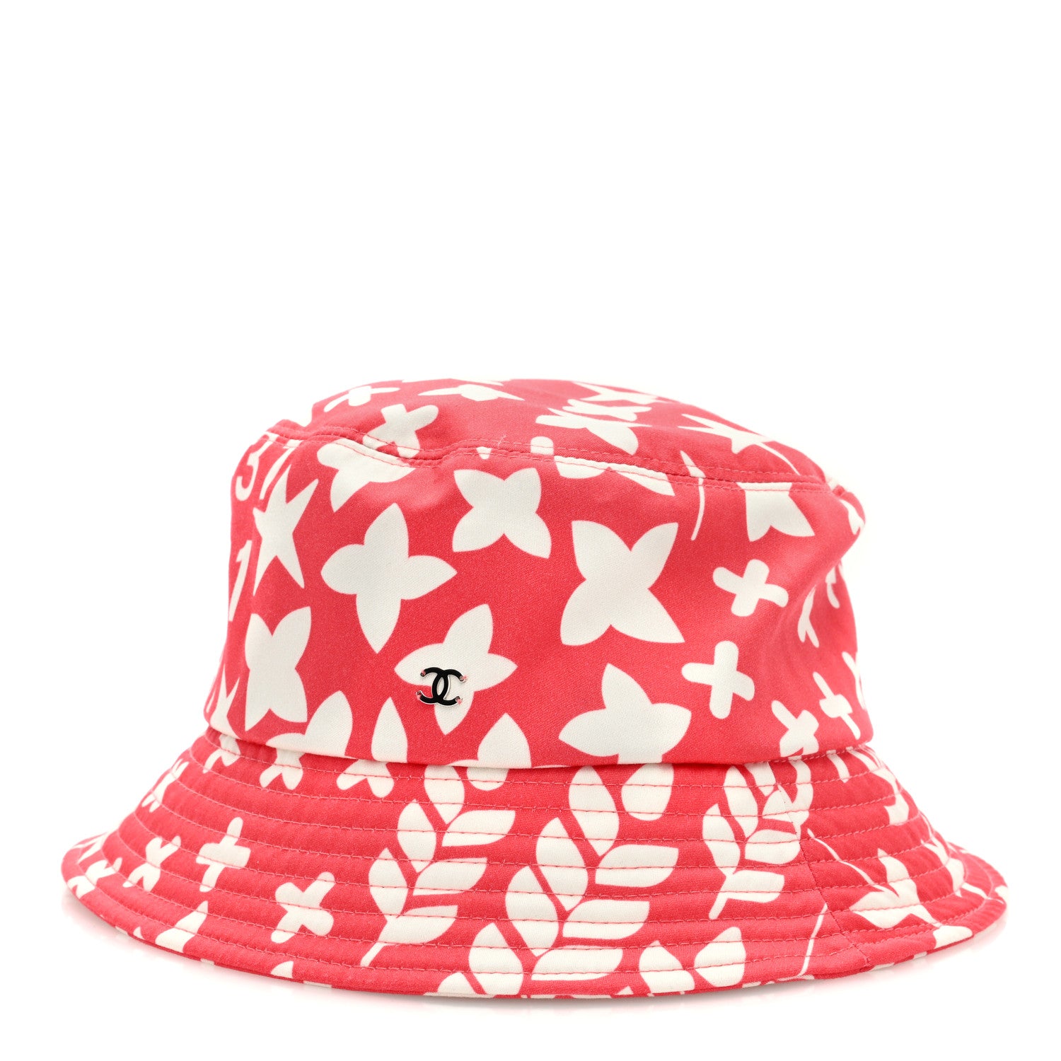 Chanel Cotton CC Cloche Bucket Hat M Coral White 1 of 7